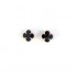 Natural Black Onyx 12mm Clover Earrings