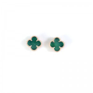 Natural Chrysoprase 12mm Clover Earrings