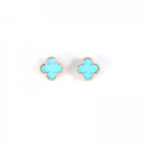 Created Amazonyte 12mm Clover Earrings