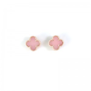 Pink Turquoise 12mm Clover Earrings