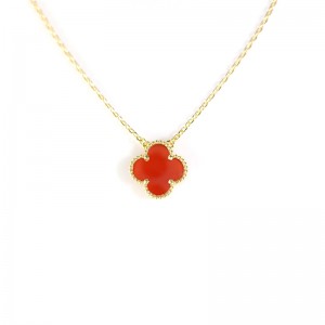 Natural Carnelian 15mm Clover Neaklace