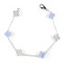 Natural Blue Lace Agate & Zircon Diamond Clover Bracelet