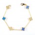 Natural Blue Onyx Agate & Zircon Diamond Clover Bracelet