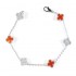 Natural Carnelian & Zircon Diamond Clover Bracelet