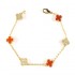 Natural Carnelian & Zircon Diamond Clover Bracelet