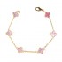 Natural Pink Mother Of Pearl Clover Bracelet