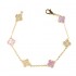 Natural Pink Mother Of Pearl & Zircon Diamond Clover Bracelet