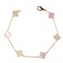 Natural Pink Mother Of Pearl & Zircon Diamond Clover Bracelet