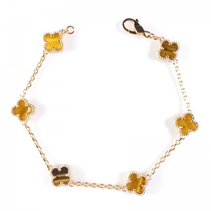 Natural Tiger Eye Clover Bracelet