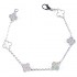 Natural White Mother Of Pearl & Zircon Diamond Clover Bracelet