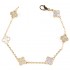 Natural White Mother Of Pearl & Zircon Diamond Clover Bracelet