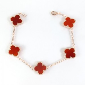 Natural Carnelian 15mm Big Clover Bracelet