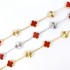 Natural Carnelian&Classic Gold 15mm Big Clover Bracelet