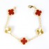 Natural Carnelian&Classic Gold 15mm Big Clover Bracelet