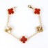 Natural Carnelian&Classic Gold 15mm Big Clover Bracelet