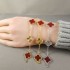 Natural Carnelian&Classic Gold 15mm Big Clover Bracelet