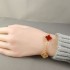 Natural Carnelian&Classic Gold 15mm Big Clover Bracelet