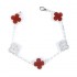 Natural Carnelian&CZ 15mm Big Clover Bracelet