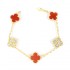 Natural Carnelian&CZ 15mm Big Clover Bracelet