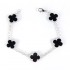 Natural Black Onyx 15mm Big Clover Bracelet