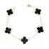 Natural Black Onyx 15mm Big Clover Bracelet