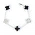 Natural Black Onyx&CZ 15mm Big Clover Bracelet