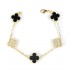 Natural Black Onyx&CZ 15mm Big Clover Bracelet