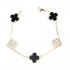 Natural Black Onyx&CZ 15mm Big Clover Bracelet