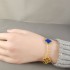 Natural Blue Onyx Agate&Classic Gold 15mm Big Clover Bracelet