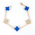 Natural Blue Onyx Agate&CZ 15mm Big Clover Bracelet