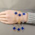 Natural Blue Onyx Agate&CZ 15mm Big Clover Bracelet