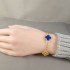 Natural Blue Onyx Agate&CZ 15mm Big Clover Bracelet