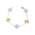 Natural Blue lace agate&Classic Gold 15mm Big Clover Bracelet