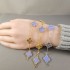 Natural Blue lace agate&Classic Gold 15mm Big Clover Bracelet