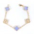 Natural Blue lace agate&CZ 15mm Big Clover Bracelet