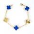 Created Lazurite&Classic Gold 15mm Big Clover Bracelet