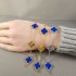 Created Lazurite&Classic Gold 15mm Big Clover Bracelet