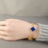 Created Lazurite&Classic Gold 15mm Big Clover Bracelet