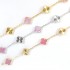 Natural Pink Mother Of Pearl&Classic Gold 15mm Big Clover Bracelet