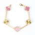 Natural Pink Mother Of Pearl&Classic Gold 15mm Big Clover Bracelet