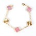 Natural Pink Mother Of Pearl&Classic Gold 15mm Big Clover Bracelet