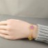 Natural Pink Mother Of Pearl&Classic Gold 15mm Big Clover Bracelet