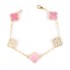 Natural Pink Mother Of Pearl&CZ 15mm Big Clover Bracelet