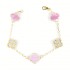 Natural Pink Mother Of Pearl&CZ 15mm Big Clover Bracelet