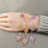 Natural Pink Mother Of Pearl&CZ 15mm Big Clover Bracelet