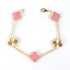 Natural Rhodonite&Classic Gold 15mm Big Clover Bracelet