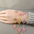 Natural Rhodonite&Classic Gold 15mm Big Clover Bracelet