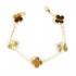 Natural Tiger Eye&Classic Gold 15mm Big Clover Bracelet