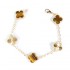 Natural Tiger Eye&Classic Gold 15mm Big Clover Bracelet