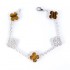 Natural Tiger Eye&CZ 15mm Big Clover Bracelet